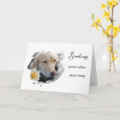 *~* AP61 Ontevreden hond Good Vibes Bloem Kaart (Gele Bloem)