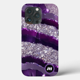 *~* AP66 Glam QR Lavende Paarse Zilveren Glitter iPhone 13 Pro Hoesje