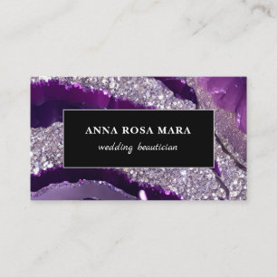 *~* AP66 Glam QR Lavende Paarse Zilveren Glitter Visitekaartje