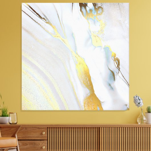 *~ AP66 Marmeren Steen Abstracte Witte Gouden Foli Canvas Afdruk (Insitu (Woonkamer))