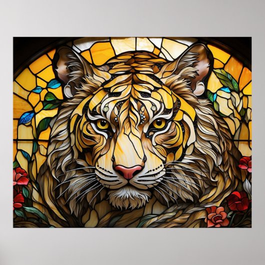 *~* AP68 Fantasy Bold 5:4 TIGER Glas in lood Poster (Voorkant)