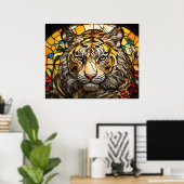 *~* AP68 Fantasy Bold 5:4 TIGER Glas in lood Poster (Thuiskantoor)