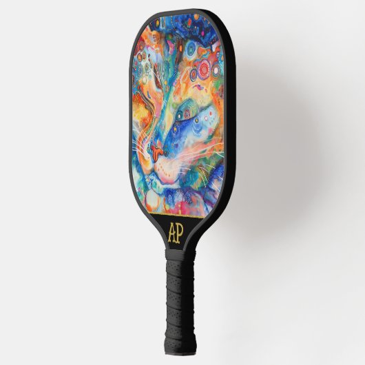 *~* AP68 grillige eigenzinnige kat Vibrant kleurri Pickleball Paddle (Links)