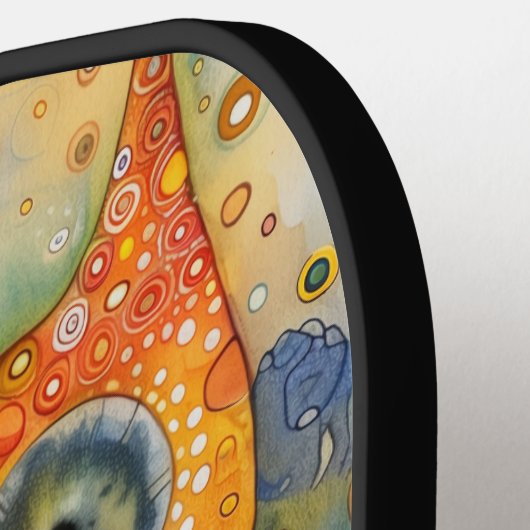 *~* AP68 Whimsical Quirky Cat Vibrant Kleurrijk 3 Pickleball Paddle (Links Detail)