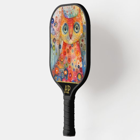 *~* AP68 Whimsical Quirky Cat Vibrant Kleurrijk 3 Pickleball Paddle (Links)
