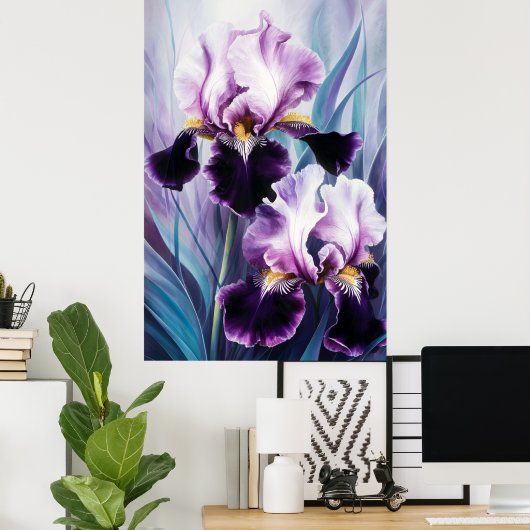 *~* AP84 Purple Iris Irises Poster d'Art Mur (Bureau à domicile)