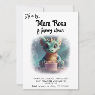 *~* AP88 FOTO HAPPY Baby Dragon Verjaardagsfeestje Kaart