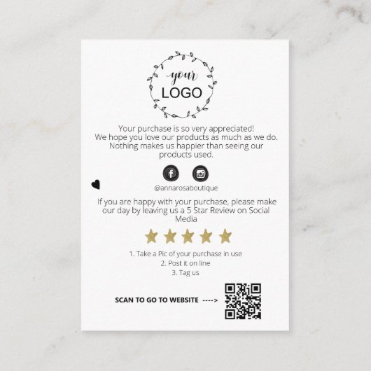 *~* AP8 LOGO KOSMISCHE KRISTALLEN Review DANK U QR Informatiekaartje (Achterkant)