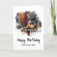 ** AP91 Hip Cool Kat drummer Verjaardag Kaart