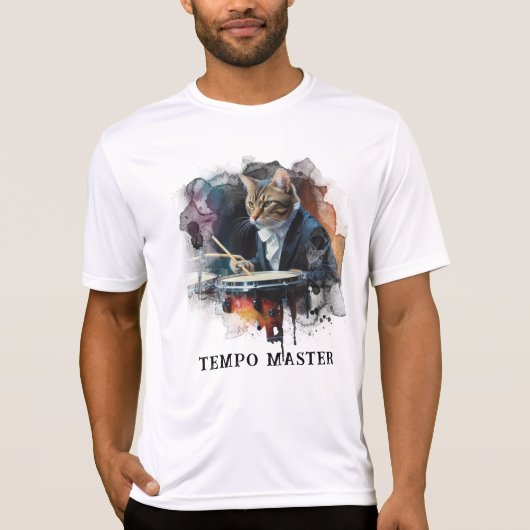 *~* AP91 Percussionist Cool Cat DRUMMER TUXEDO T-shirt (Voorkant)