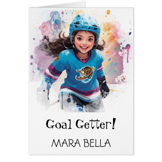 *~* AP94 Cute Hockey Girls 14 Personalize Birthday (Devant)