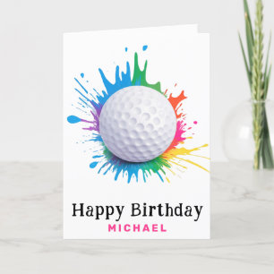 ** AP94 Rainbow Splash Golf Ball Verjaardag Kaart