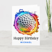 ** AP94 Ring Rainbow Fire golfbal Verjaardag Kaart