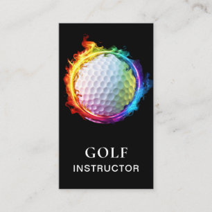 *~* AP94 Vlammen Regenboog Kleurrijk Golfbal QR Visitekaartje