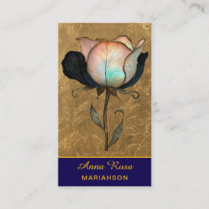 *~* AP98 Elegante Bloem Goud 12 Rijk QR Bloem Visitekaartje