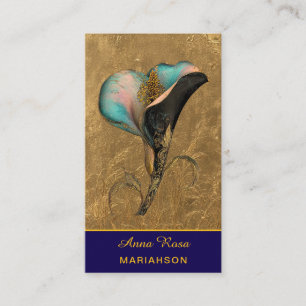 *~* AP98 Elegante Bloem Goud 2 Rijk QR Bloem Visitekaartje