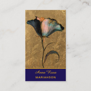 *~* AP98 Elegante Bloem Goud Vintage QR 23 Visitekaartje