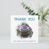 *~ AP99 Blauwe Roze Cup Cake BEDANKT (Staand voorkant)