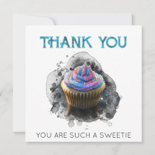 *~ AP99 Blauwe Roze Cup Cake BEDANKT