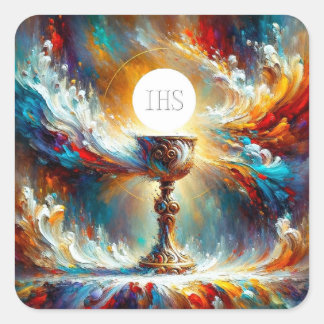 AP Communion Host en Chalice Expressionist Effect Vierkante Sticker