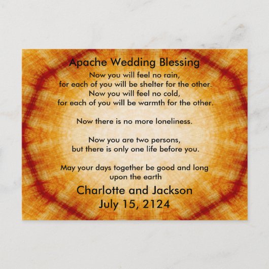 Apache bruiloft zegening oud papier briefkaart (Voorkant)