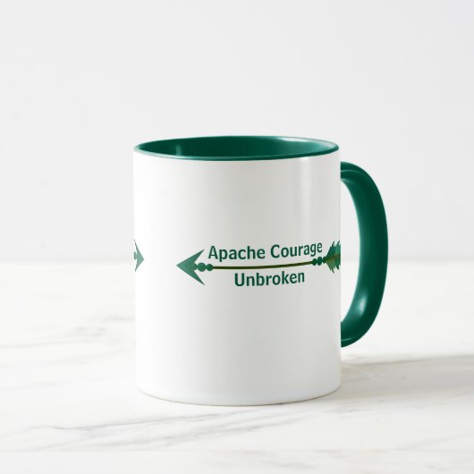 Apache Courage Ongebroken Groene Pijl Koffie Mok (Voorkant rechts)