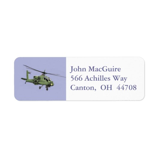 Apache Helikopter adreslabel Etiket (Voorkant)