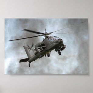 Apache Helikopter in rook Poster