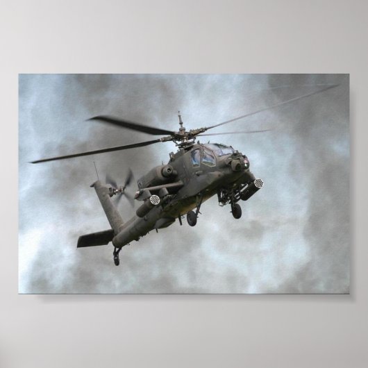 Apache Helikopter in rook Poster (Voorkant)