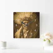 Apache Indiase Chief Garfield Jicarilla Vierkante Klok (Huis)