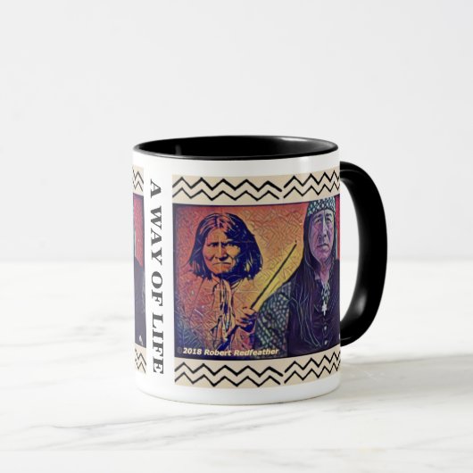 Apache Kinfe ®️ ™️ 🇺 Geronimo en Redveren Mok (Voorkant rechts)