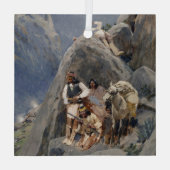 Apache Tribe Vechten tegen Amerikaanse Indiaanse O Glas Ornament (Achterkant)