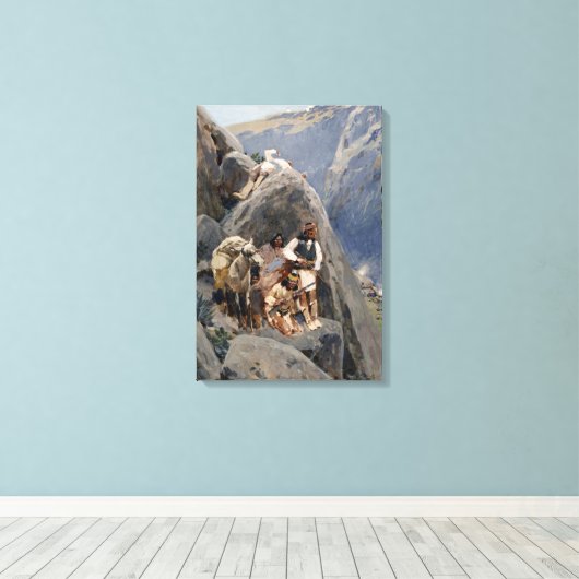 Apache Warriors: hinderlaag voor Amerikaanse caval Canvas Afdruk (Insitu (Houten vloer))