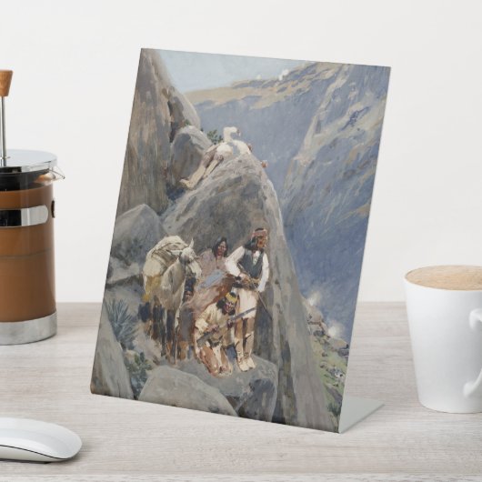 Apache Warriors: hinderlaag voor Amerikaanse caval Reclamebord Met Voetstuk (Insitu)