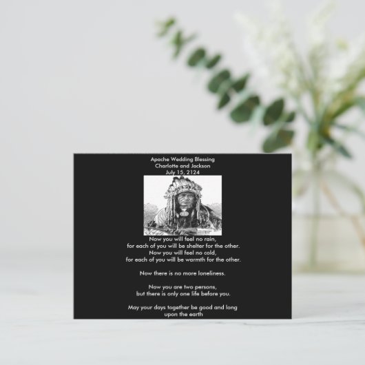 Apache Wedding Blessing Cheif Briefkaart (Staand voorkant)