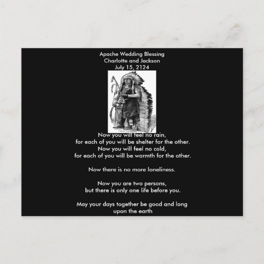 Apache Wedding Blessing Dakota-Sioux Cheif Briefkaart (Voorkant)