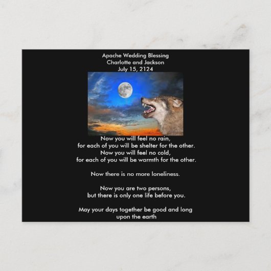Apache Wedding Blessing Gray Wolf Briefkaart (Voorkant)