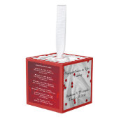 Apache Wedding Blessing Personalized Red Hearts Kubus Ornament (Voorkant hoekig)