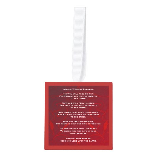 Apache Wedding Blessing Personalized Red Hearts Kubus Ornament (Voorkant)