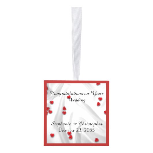 Apache Wedding Blessing Personalized Red Hearts Kubus Ornament (Rechts)