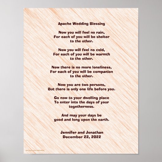 Apache Wedding Blessing Poster 11 x 14 inch Matte (Voorkant)