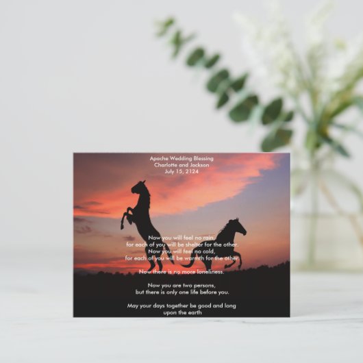 Apache Wedding Blessing silhouet Briefkaart (Staand voorkant)