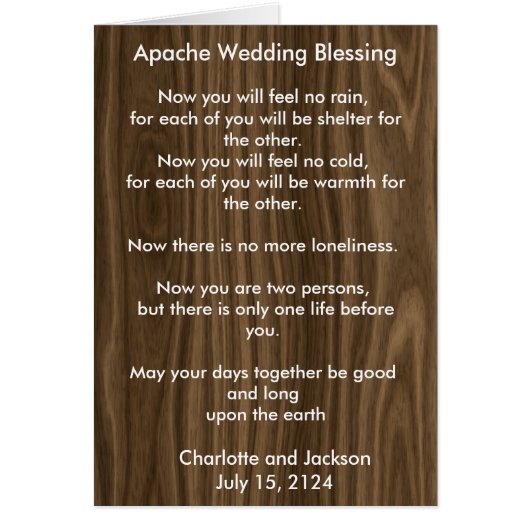 Apache Wedding Blessing White Wood Grain (Voorkant)