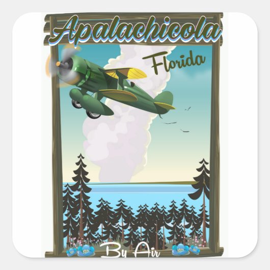 Apalachicola National Forest Florida flight poster Vierkante Sticker (Voorkant)