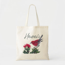 Apapane & Lehua Bloem Hawaii Natuur Illustratie Tote Bag