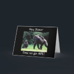 APE "HAPPY 50th BIRTHDAY SISTER" CARTE<br><div class="desc">Ce singe idiot est ici pour dire HEUREUX 50ème anniversaire à VOTRE **SOEUR** d'une manière très drôle. merci de vous arrêter dans l'un de mes huit magasins ! ! !</div>