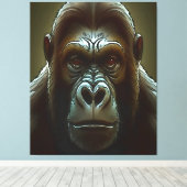 Ape Mountain Gorilla Fun Face Black Canvas Afdruk (Insitu (Houten vloer))