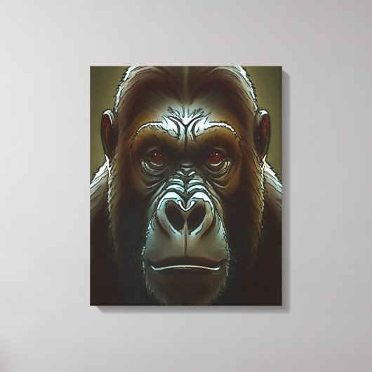 Ape Mountain Gorilla Fun Face Black Canvas Afdruk (Voorkant)