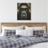 Ape Mountain Gorilla Fun Face Black Canvas Afdruk (Insitu (Slaapkamer))