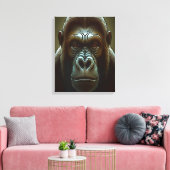Ape Mountain Gorilla Fun Face Black Canvas Afdruk (Insitu (Woonkamer))